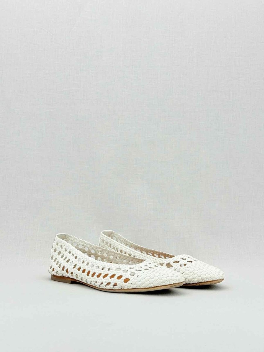 Pre - loved STAUD Nelll White Woven Size EU 38 Ballet Flats at Reems Closet