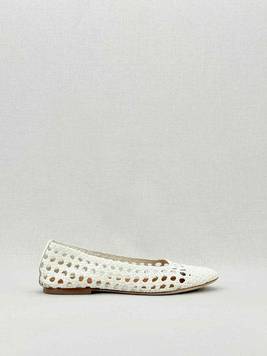 Pre - loved STAUD Nelll White Woven Size EU 38 Ballet Flats at Reems Closet