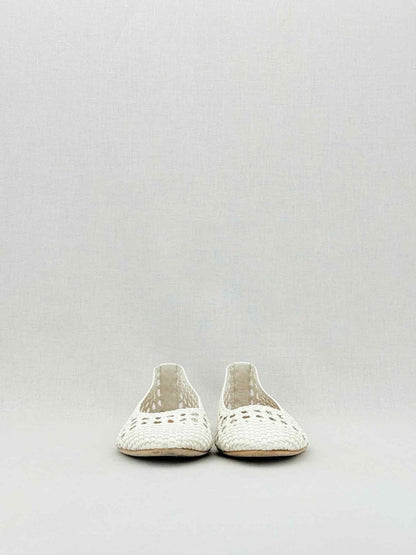 Pre - loved STAUD Nelll White Woven Size EU 38 Ballet Flats at Reems Closet