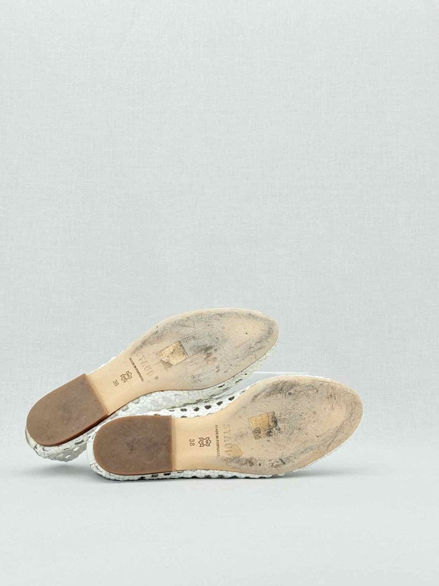 Pre - loved STAUD Nelll White Woven Size EU 38 Ballet Flats at Reems Closet