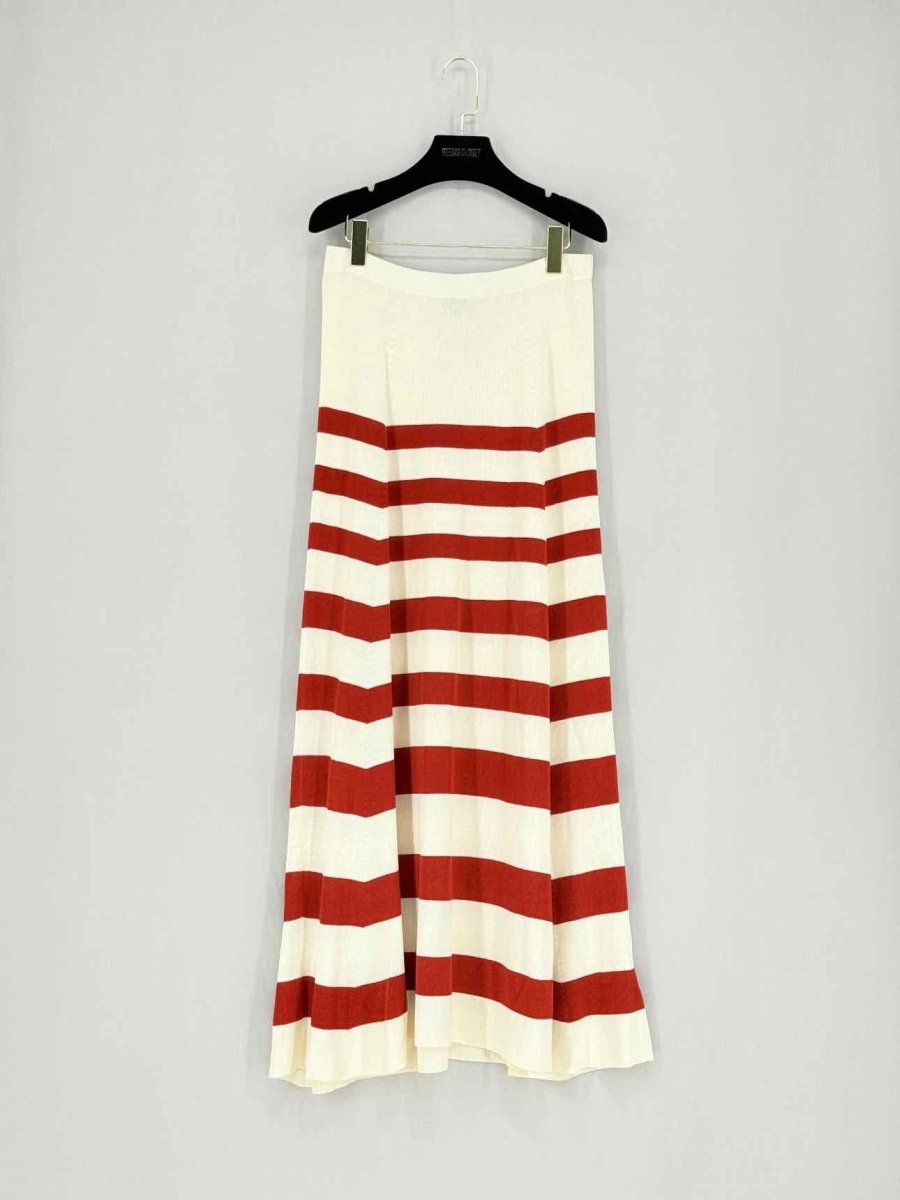 Pre - loved STAUD Red & Beige Striped Size Medium Long Skirt at Reems Closet
