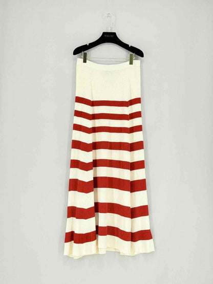 Pre - loved STAUD Red & Beige Striped Size Medium Long Skirt at Reems Closet