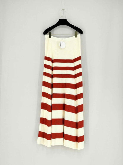 Pre - loved STAUD Red & Beige Striped Size Medium Long Skirt at Reems Closet
