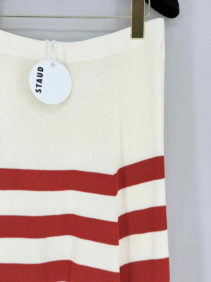 Pre - loved STAUD Red & Beige Striped Size Medium Long Skirt at Reems Closet