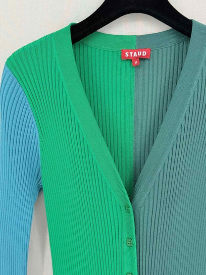 Pre-loved STAUD Shoko Green Multicolor Size Medium Midi Dress at Reems Closet