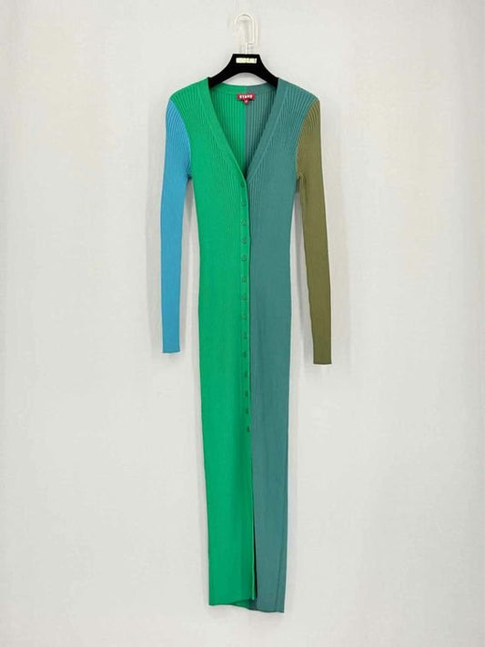 Pre-loved STAUD Shoko Green Multicolor Size Medium Midi Dress at Reems Closet