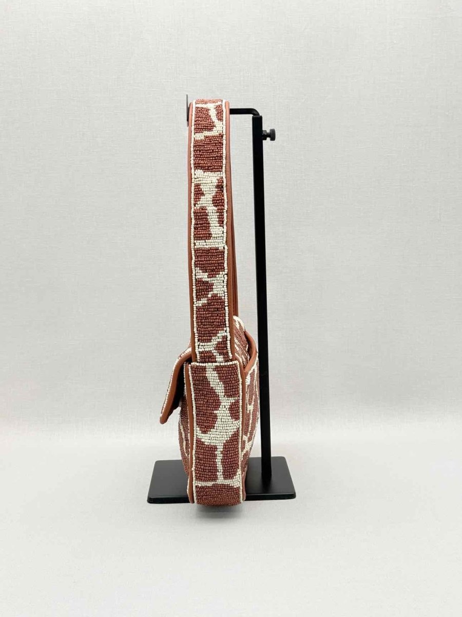 Pre-loved STAUD Tommy Brown & Beige Giraffe Print Shoulder Bag at Reems Closet