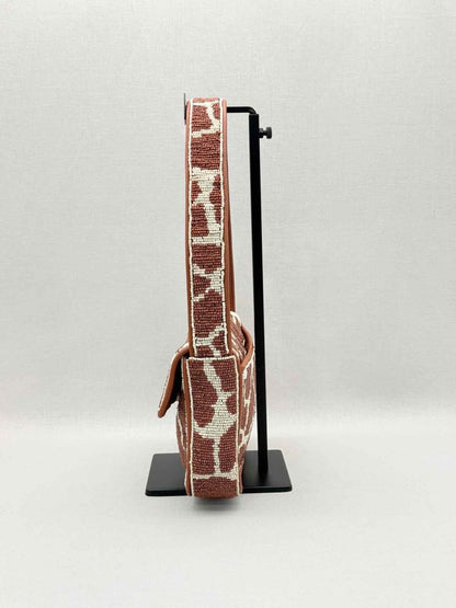 Pre-loved STAUD Tommy Brown & Beige Giraffe Print Shoulder Bag at Reems Closet