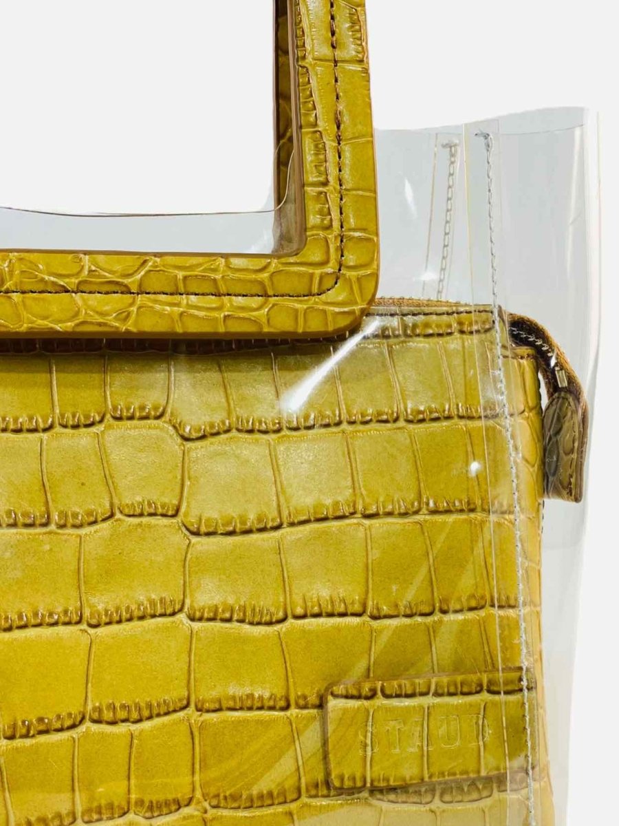 Pre - loved STAUD Transparent Croc Embossed Top Handle at Reems Closet