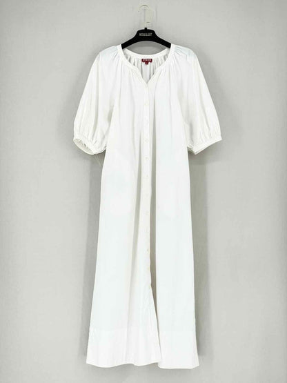 Pre - loved STAUD Vincent White Size Medium Midi Dress at Reems Closet
