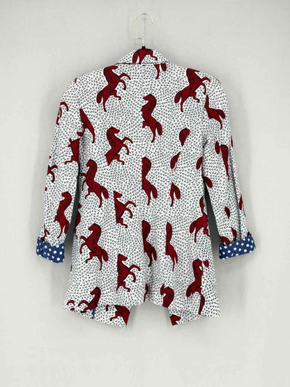 Pre - loved STELLA JEAN Open Front Horse Print Size US 4 Blazer at Reems Closet