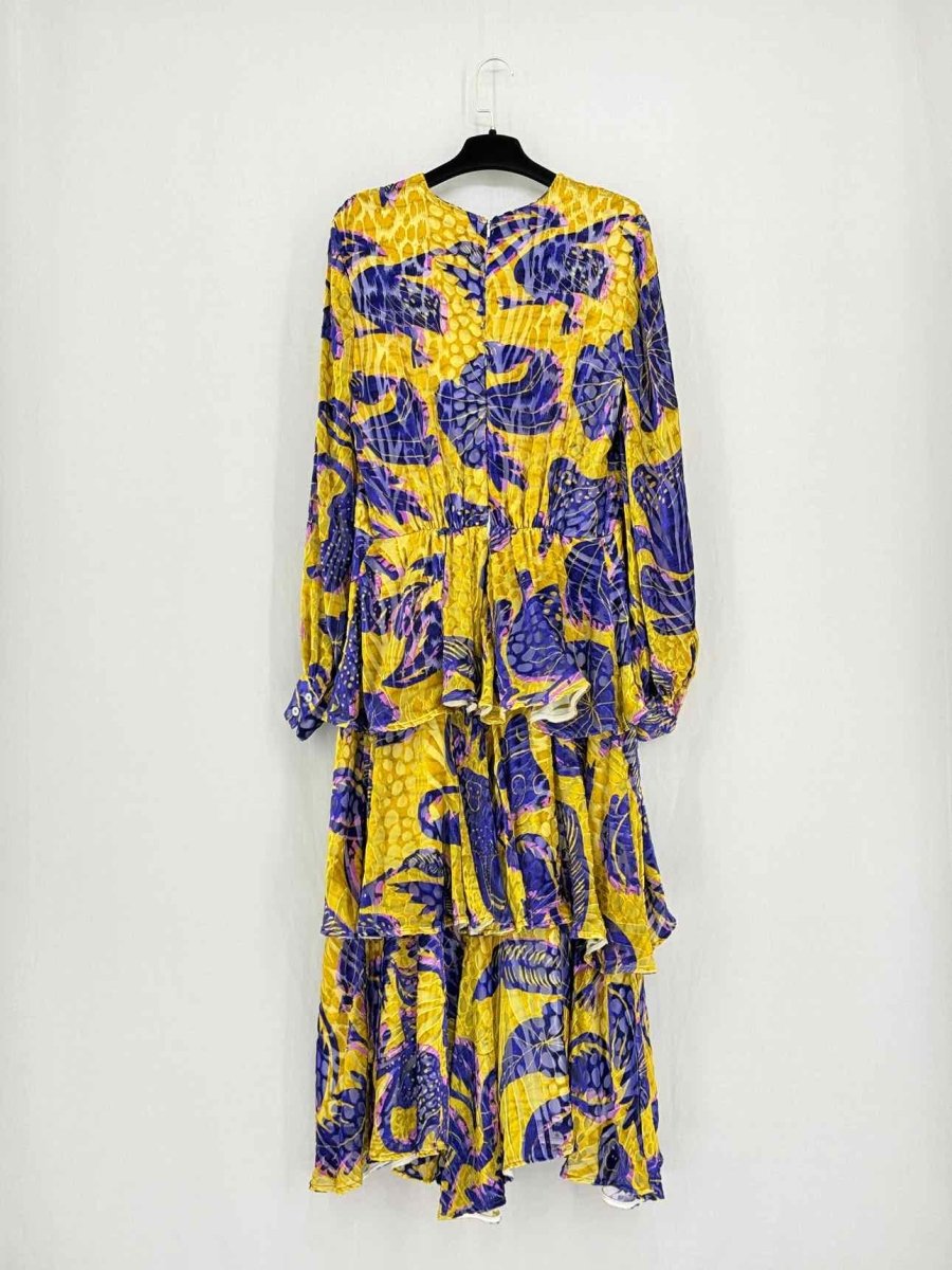 Pre - loved STELLA JEAN Yellow & Purple Size Medium Midi Dress at Reems Closet