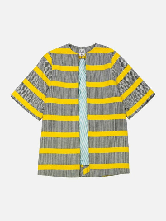 Pre - loved STELLA LUNA Yellow & White Striped Coat at Reems Closet