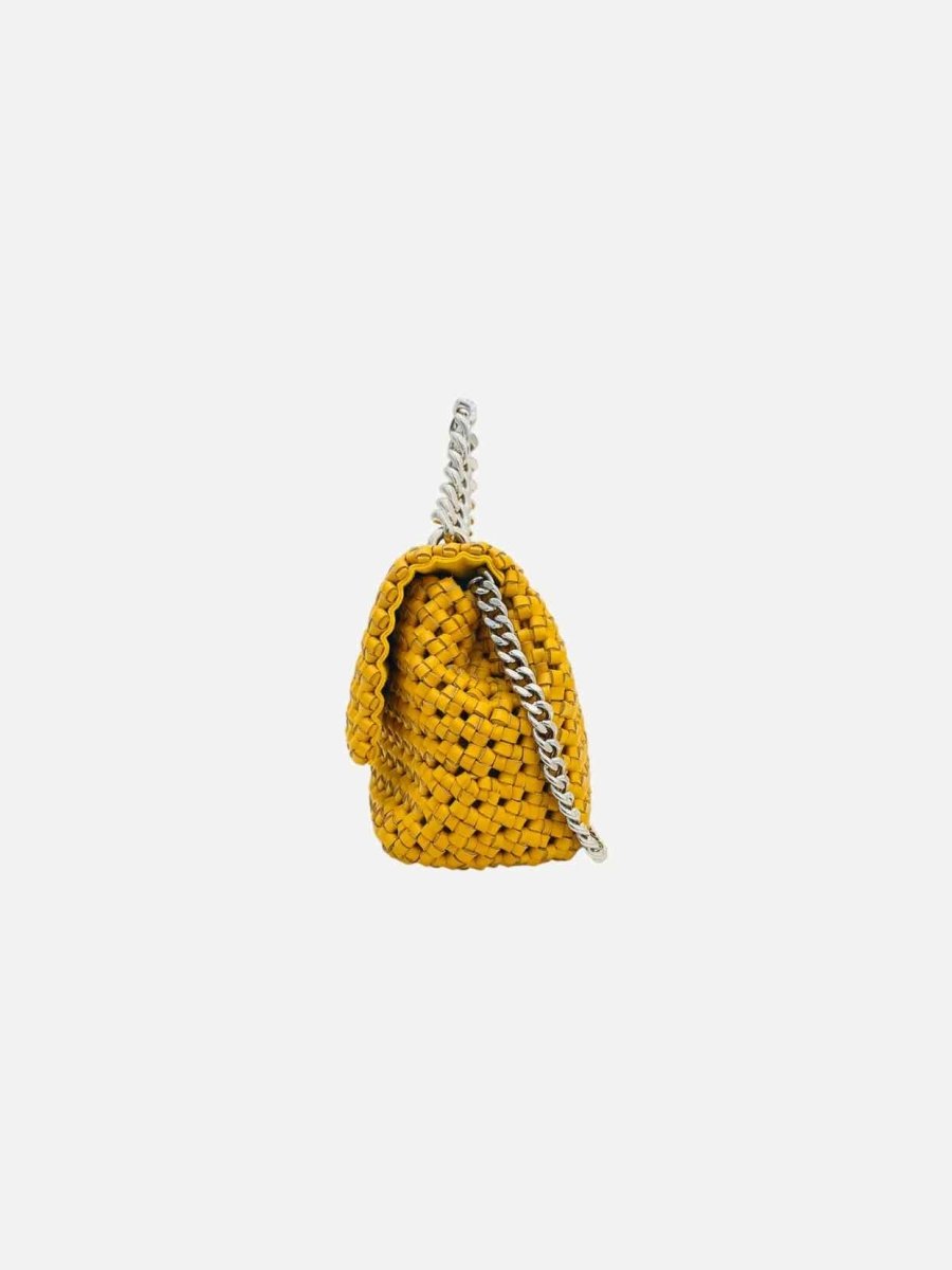 Pre - loved STELLA MCCARTNEY Bex Mustard Woven Shoulder Bag at Reems Closet