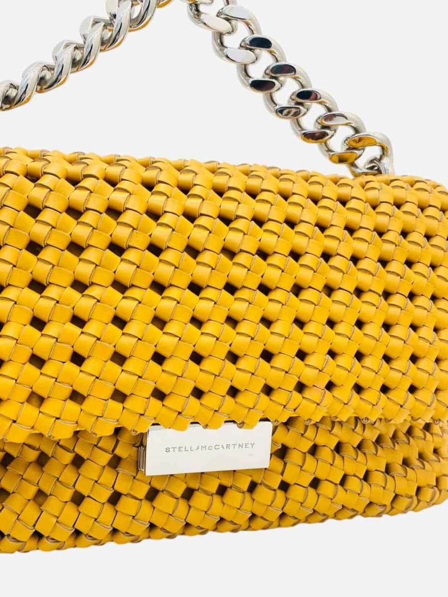 Pre - loved STELLA MCCARTNEY Bex Mustard Woven Shoulder Bag at Reems Closet