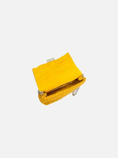 Pre - loved STELLA MCCARTNEY Bex Mustard Woven Shoulder Bag at Reems Closet