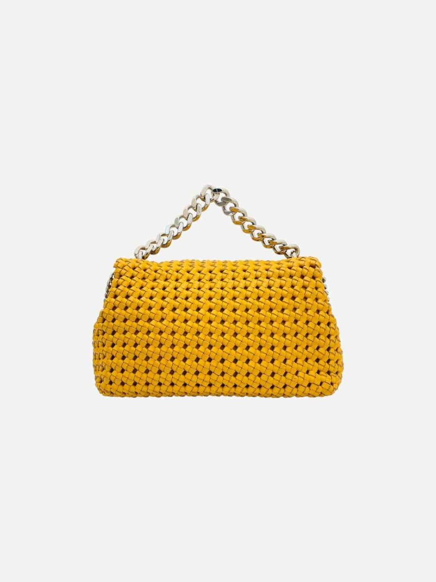 Pre - loved STELLA MCCARTNEY Bex Mustard Woven Shoulder Bag at Reems Closet