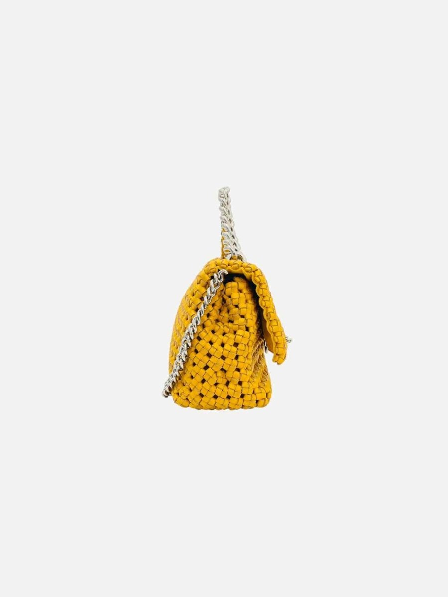 Pre - loved STELLA MCCARTNEY Bex Mustard Woven Shoulder Bag at Reems Closet