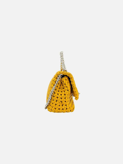 Pre - loved STELLA MCCARTNEY Bex Mustard Woven Shoulder Bag at Reems Closet