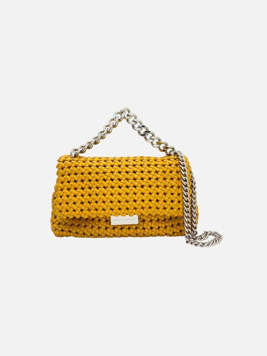 STELLA MCCARTNEY Bex Mustard Woven Shoulder Bag