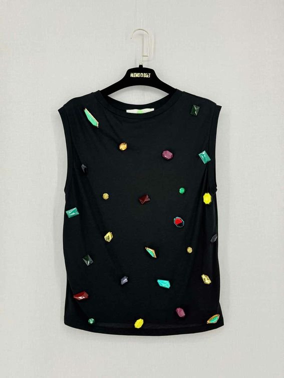 Pre-loved STELLA MCCARTNEY Black Multicolor Size US 0 Top at Reems Closet
