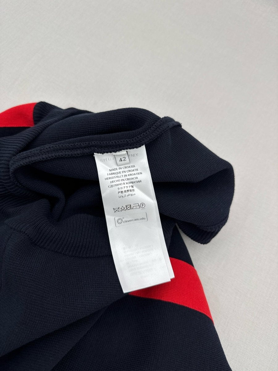 Pre - loved STELLA MCCARTNEY Blue w/ Red Side Stripe Pants US6 at Reems Closet