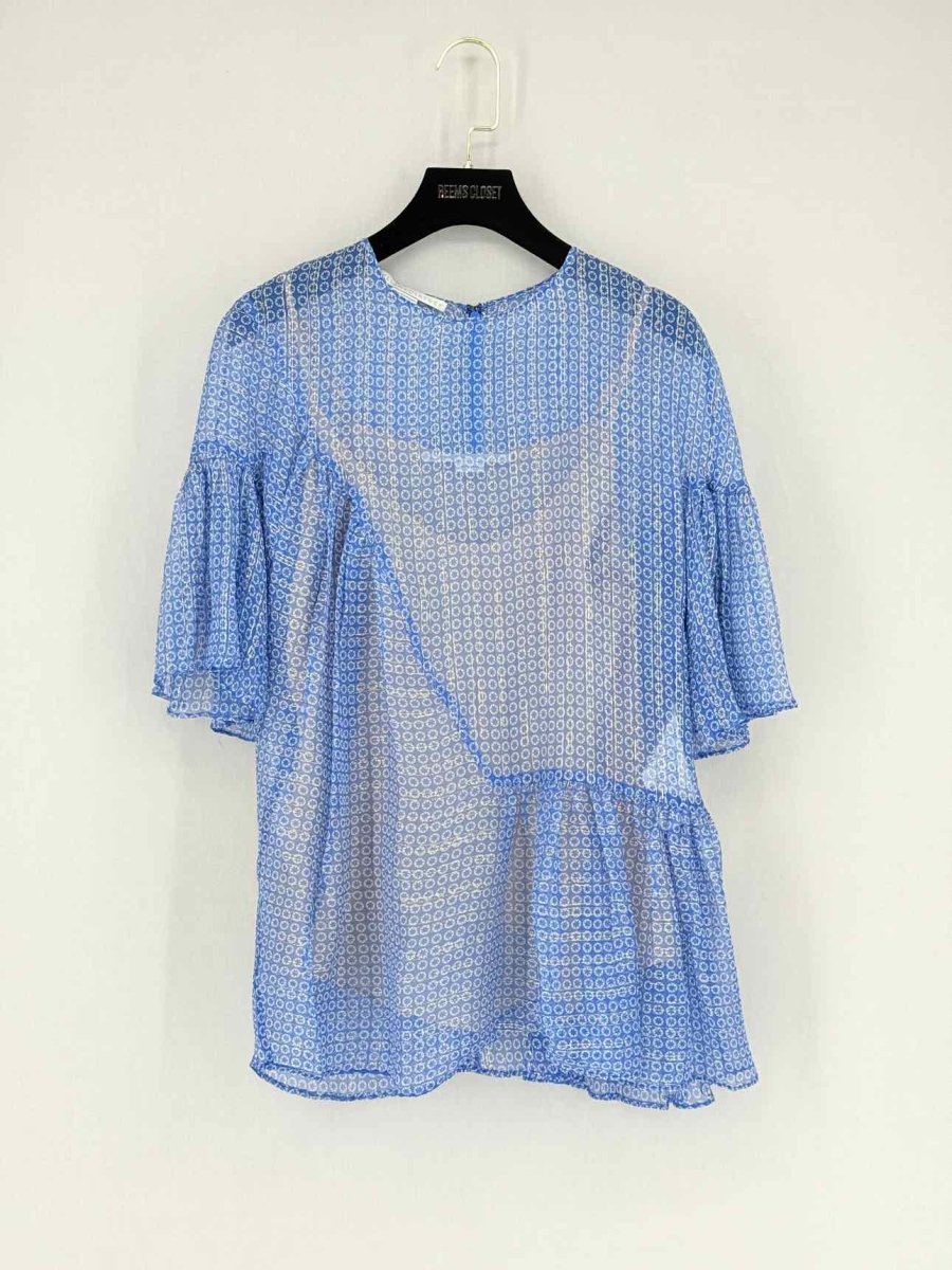 Pre - loved STELLA MCCARTNEY Blue & White Print Size US 8 Blouse at Reems Closet