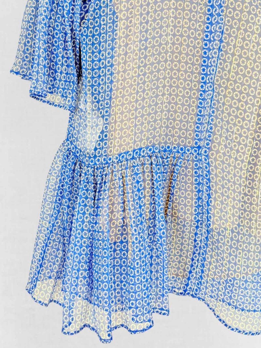 Pre - loved STELLA MCCARTNEY Blue & White Print Size US 8 Blouse at Reems Closet