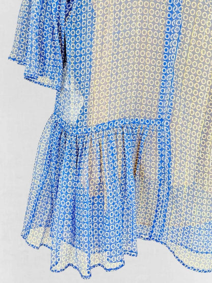 Pre - loved STELLA MCCARTNEY Blue & White Print Size US 8 Blouse at Reems Closet