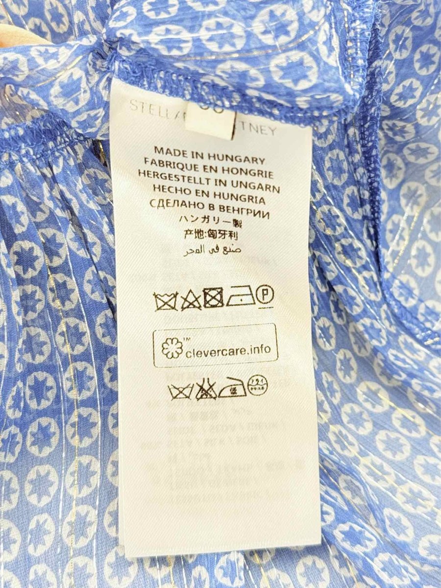 Pre - loved STELLA MCCARTNEY Blue & White Print Size US 8 Blouse at Reems Closet
