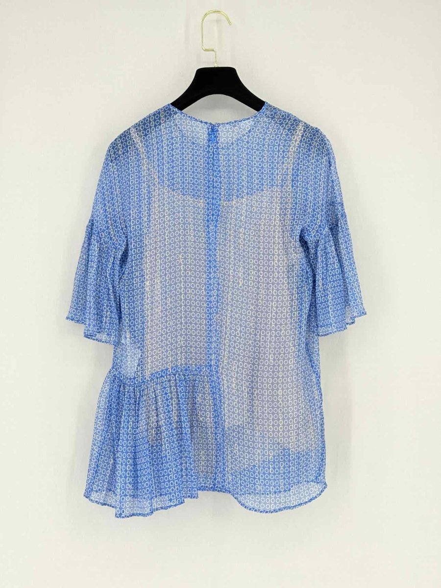 Pre - loved STELLA MCCARTNEY Blue & White Print Size US 8 Blouse at Reems Closet