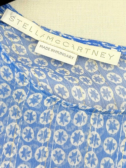 Pre - loved STELLA MCCARTNEY Blue & White Print Size US 8 Blouse at Reems Closet