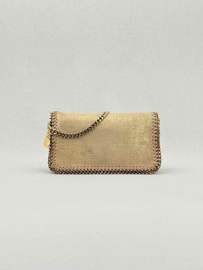 Pre - loved STELLA MCCARTNEY Falabella Flap Gold Crossbody at Reems Closet