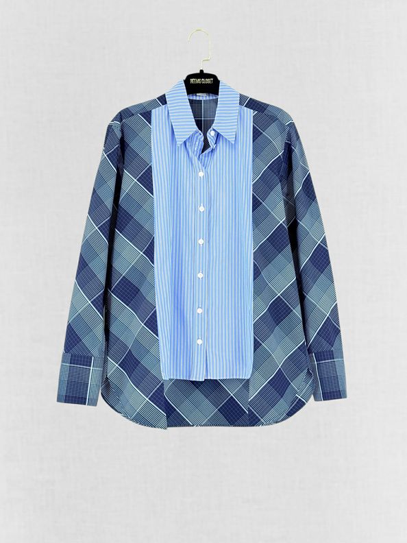 Pre - loved STELLA MCCARTNEY Sloane Blue & White Size US 2 Shirt at Reems Closet