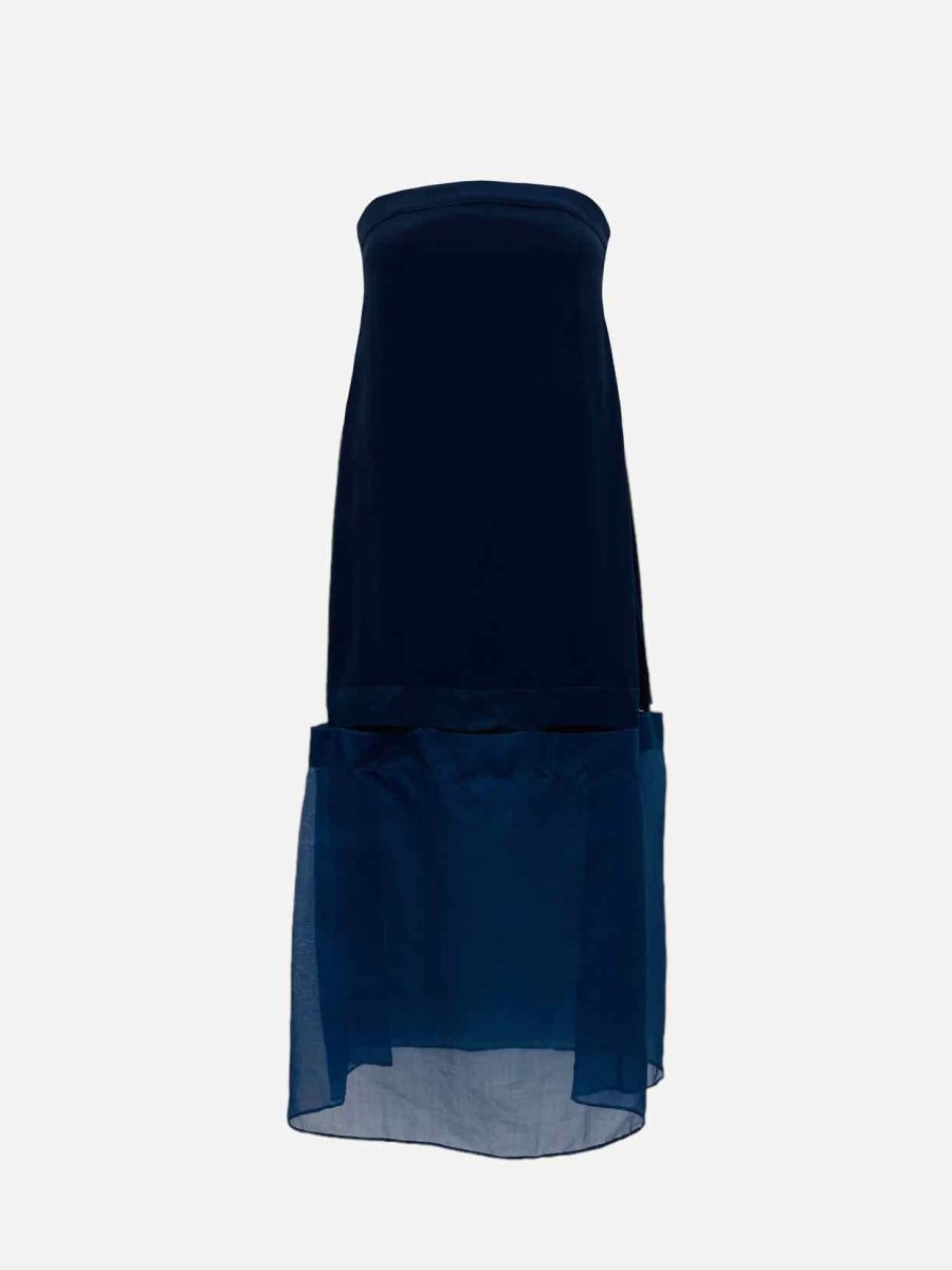 Pre - loved STELLA MCCARTNEY Tube Navy Blue Size US 2 Midi Dress at Reems Closet