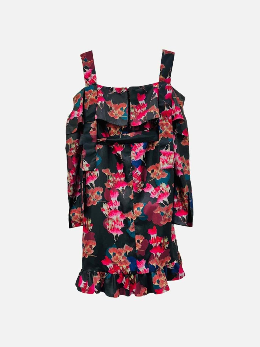 Pre - loved STEVE J & YONI P Black w/ Pink Floral Print Mini Dress at Reems Closet