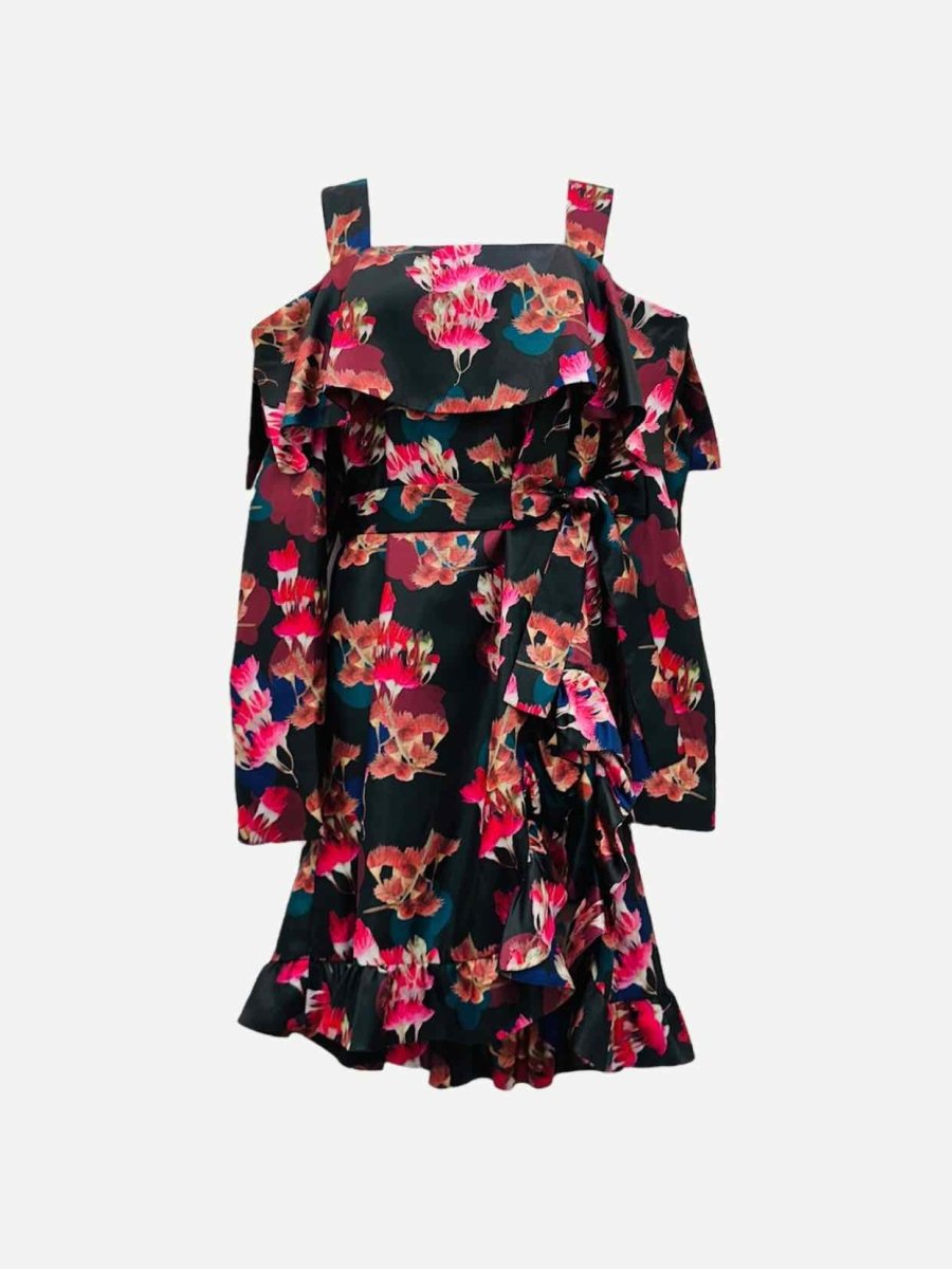 Pre - loved STEVE J & YONI P Black w/ Pink Floral Print Mini Dress at Reems Closet