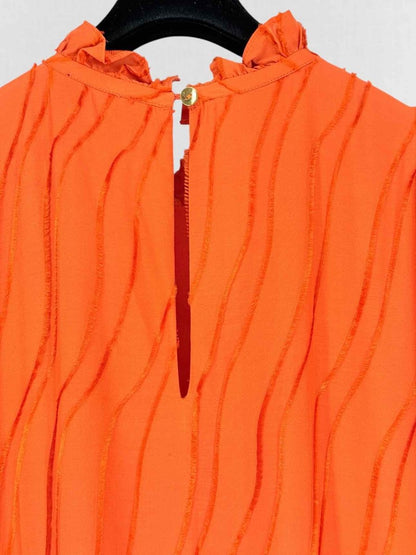 Pre - loved STINE GOYA Judy Orange Fringed Size Medium Long Dress at Reems Closet