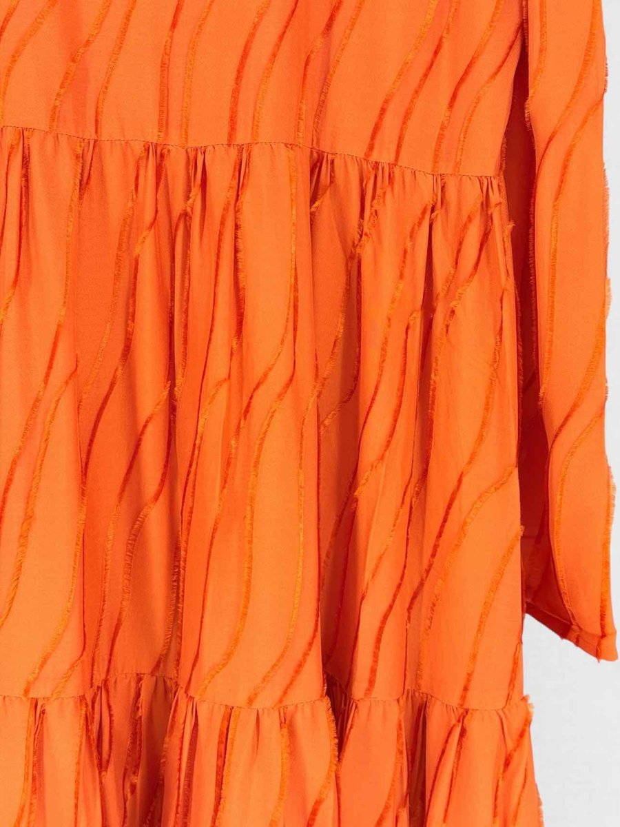Pre - loved STINE GOYA Judy Orange Fringed Size Medium Long Dress at Reems Closet