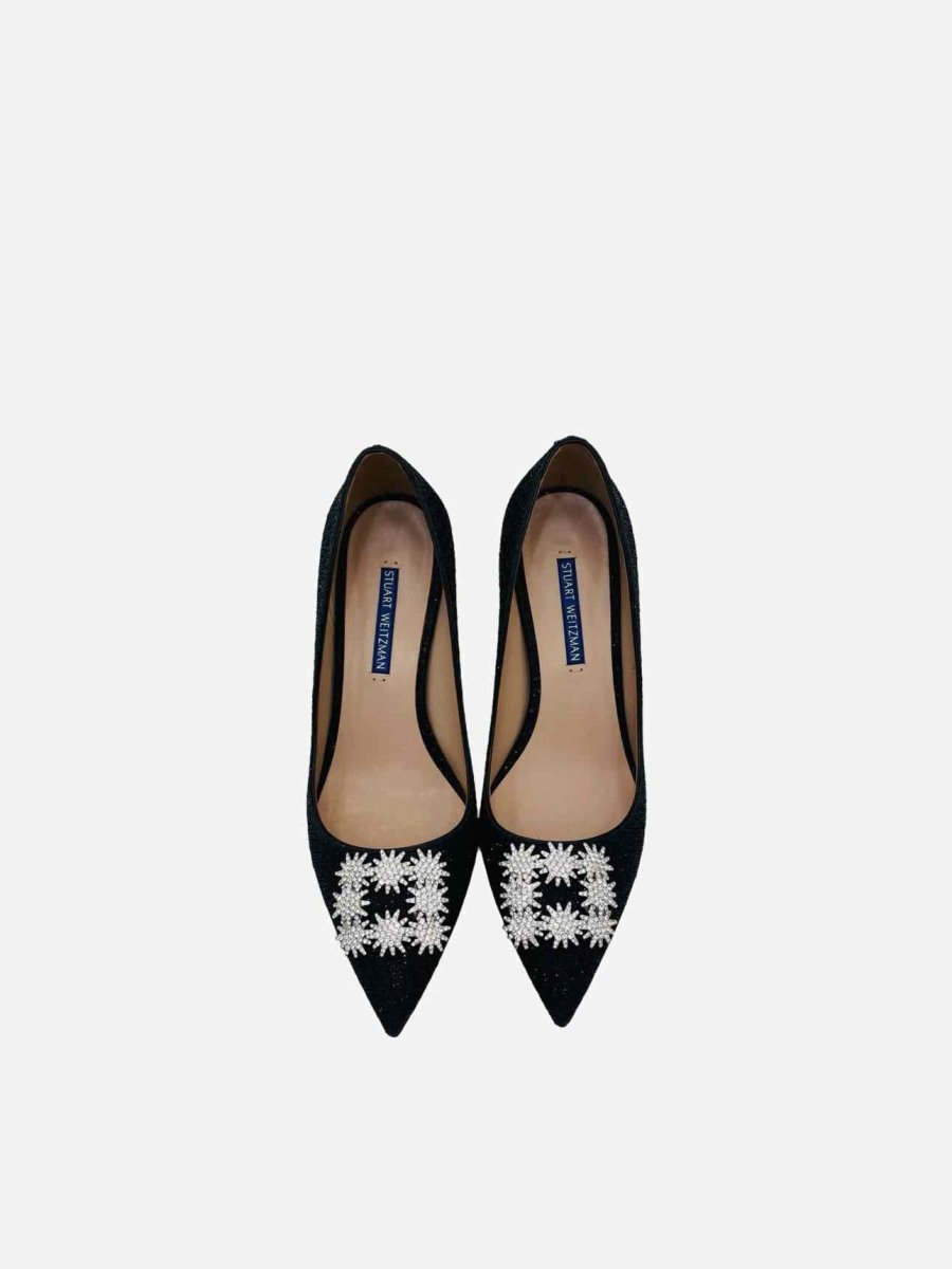 Pre - loved STUART WEITZMAN Black Crystal Embellished Pumps at Reems Closet