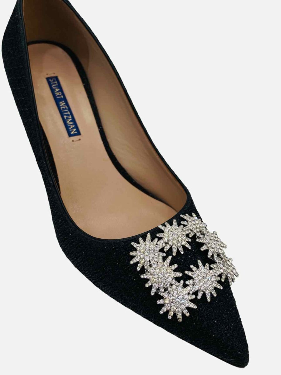 Pre - loved STUART WEITZMAN Black Crystal Embellished Pumps at Reems Closet