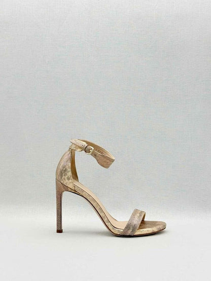 Pre-loved STUART WEITZMAN Bronze Size EU 38 Heeled Sandals at Reems Closet