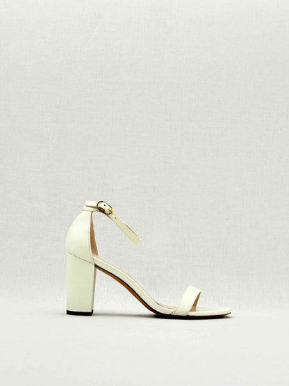 Pre - loved STUART WEITZMAN Cream Size EU 38 Heeled Sandals at Reems Closet