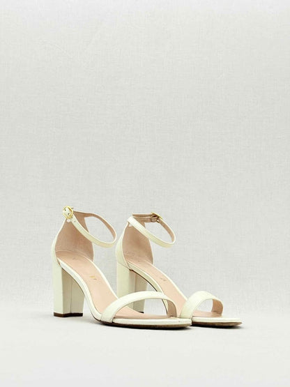 Pre - loved STUART WEITZMAN Cream Size EU 38 Heeled Sandals at Reems Closet