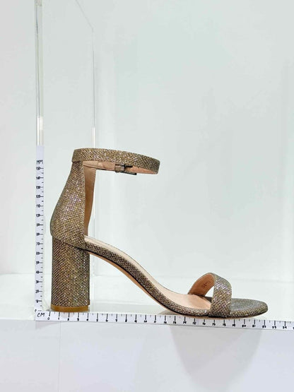 Pre - loved STUART WEITZMAN Gold Size EU 37.5 Heeled Sandals at Reems Closet