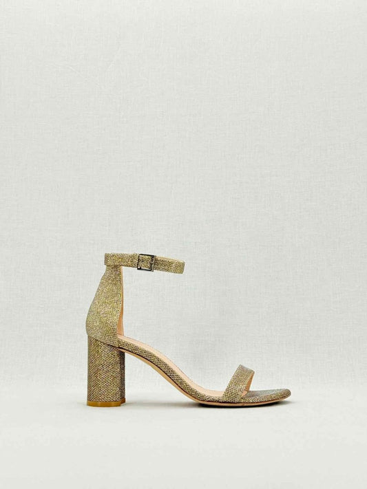 Pre - loved STUART WEITZMAN Gold Size EU 37.5 Heeled Sandals at Reems Closet