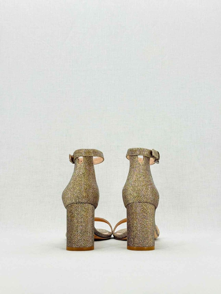 Pre - loved STUART WEITZMAN Gold Size EU 37.5 Heeled Sandals at Reems Closet