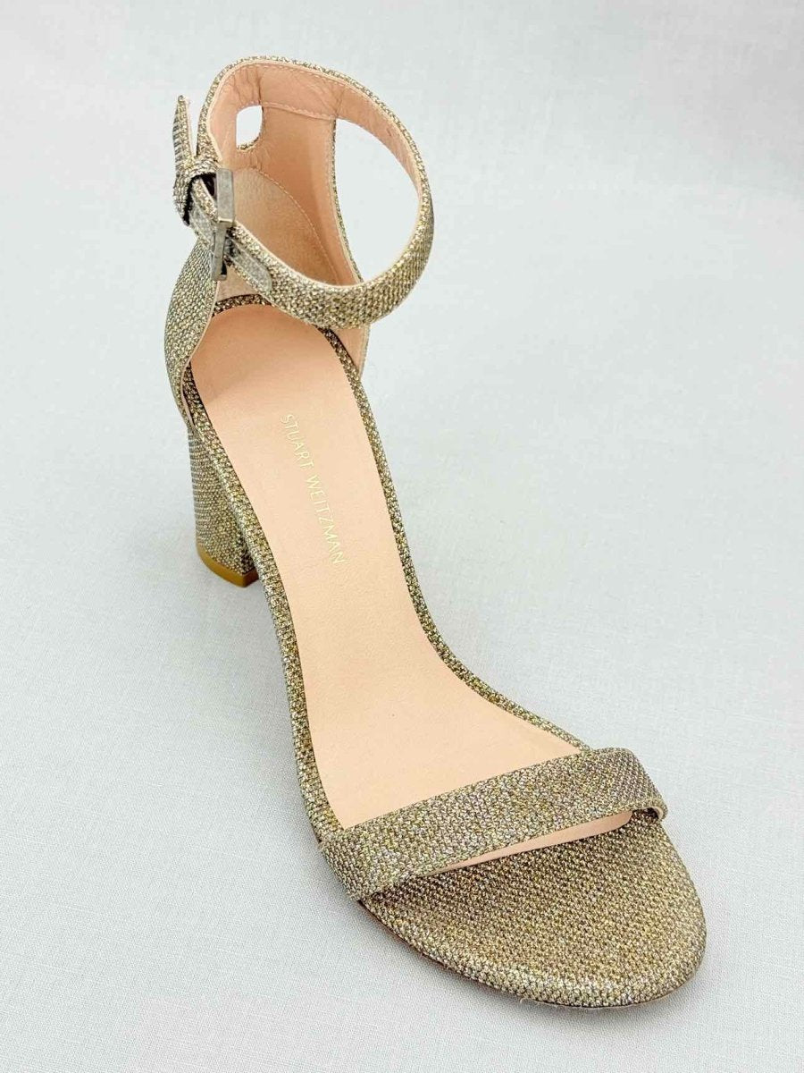 Pre - loved STUART WEITZMAN Gold Size EU 37.5 Heeled Sandals at Reems Closet