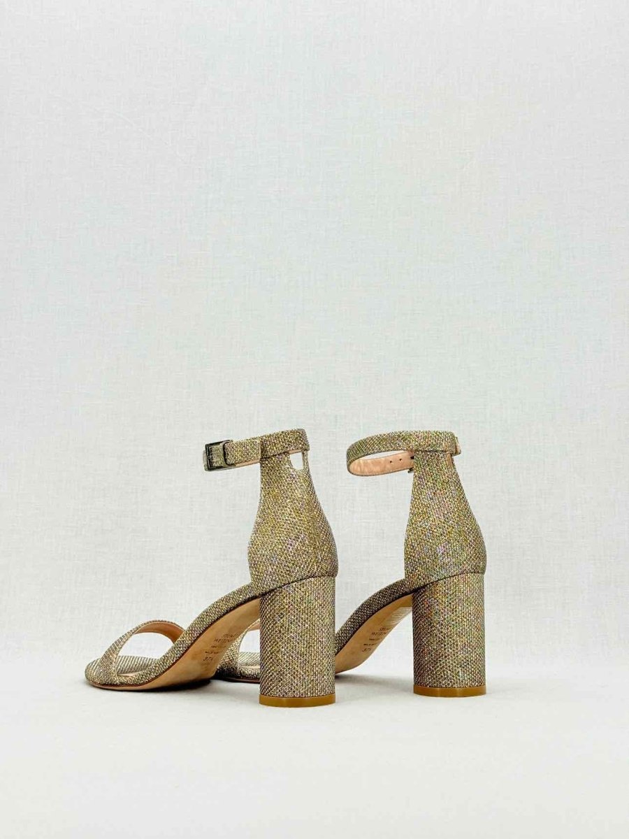 Pre - loved STUART WEITZMAN Gold Size EU 37.5 Heeled Sandals at Reems Closet