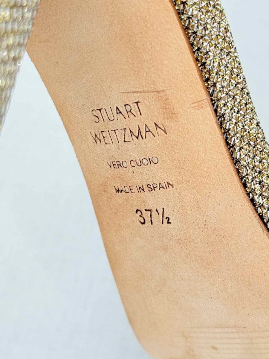 Pre - loved STUART WEITZMAN Gold Size EU 37.5 Heeled Sandals at Reems Closet